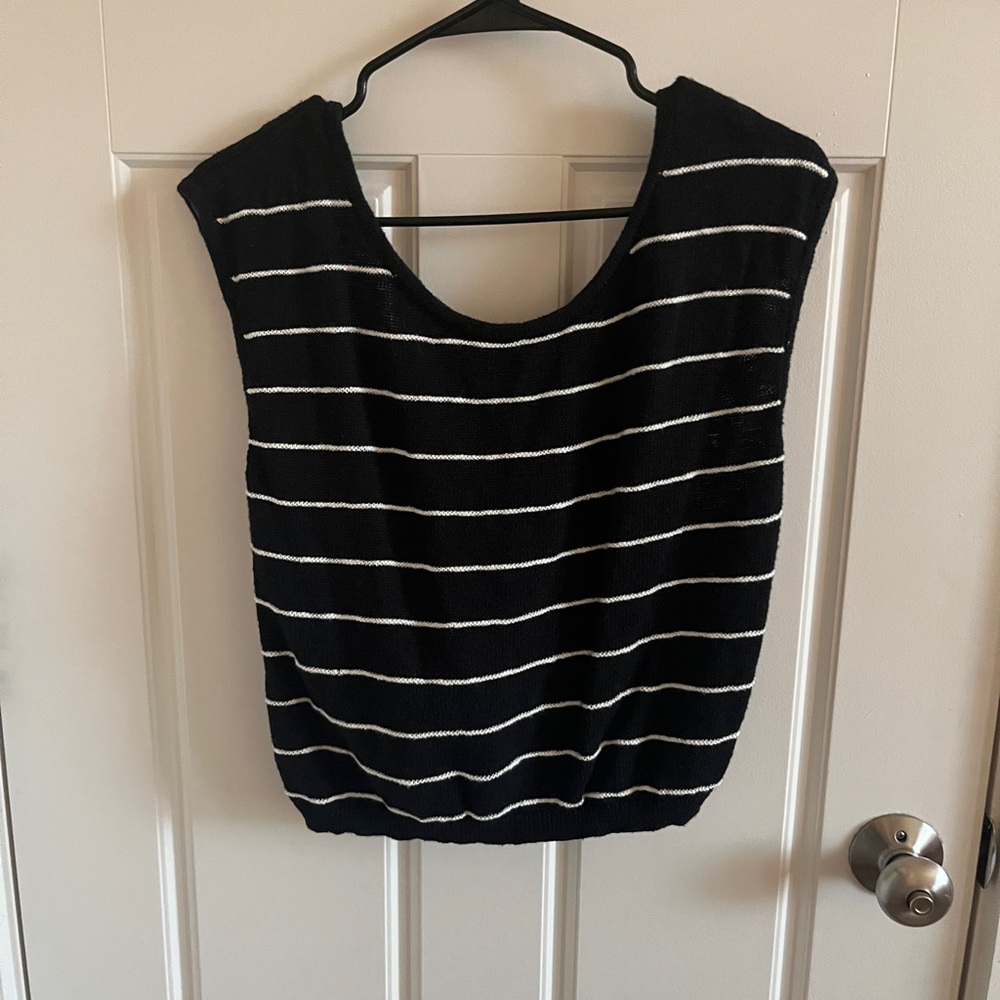 American Eagle Outfitters Black and White Striped Tank Top